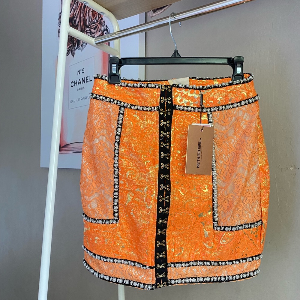 Orange mini skirt